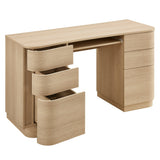 Mirae Brushed Light Oak 55" 6-Drawer Curved Office Desk
