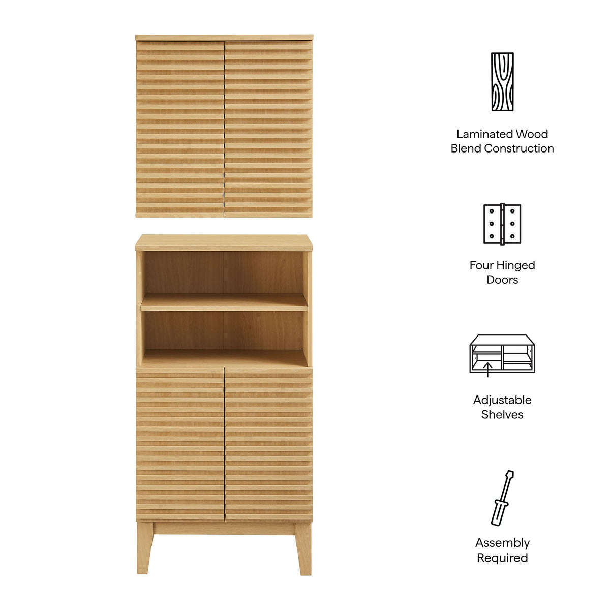 Render Oak Bathroom Cabinet Set