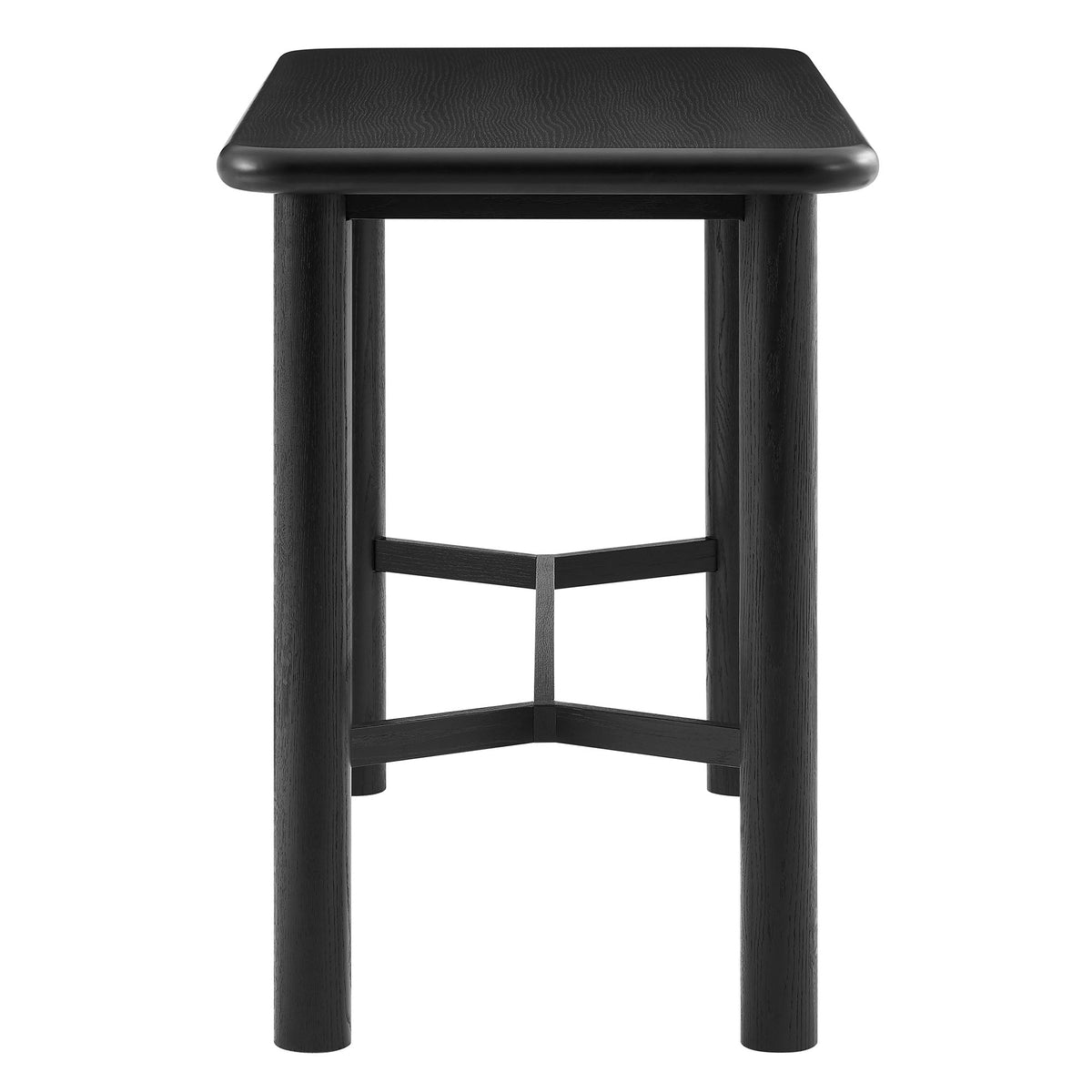 Alvia Black Rectangular 60" Oak Wood Bar Table