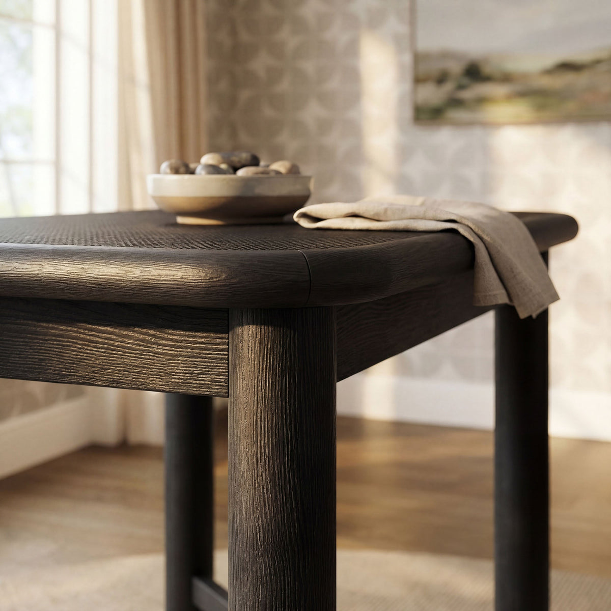 Alvia Black Rectangular 60" Oak Wood Bar Table