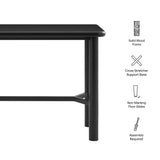 Alvia Black Rectangular 60" Oak Wood Bar Table