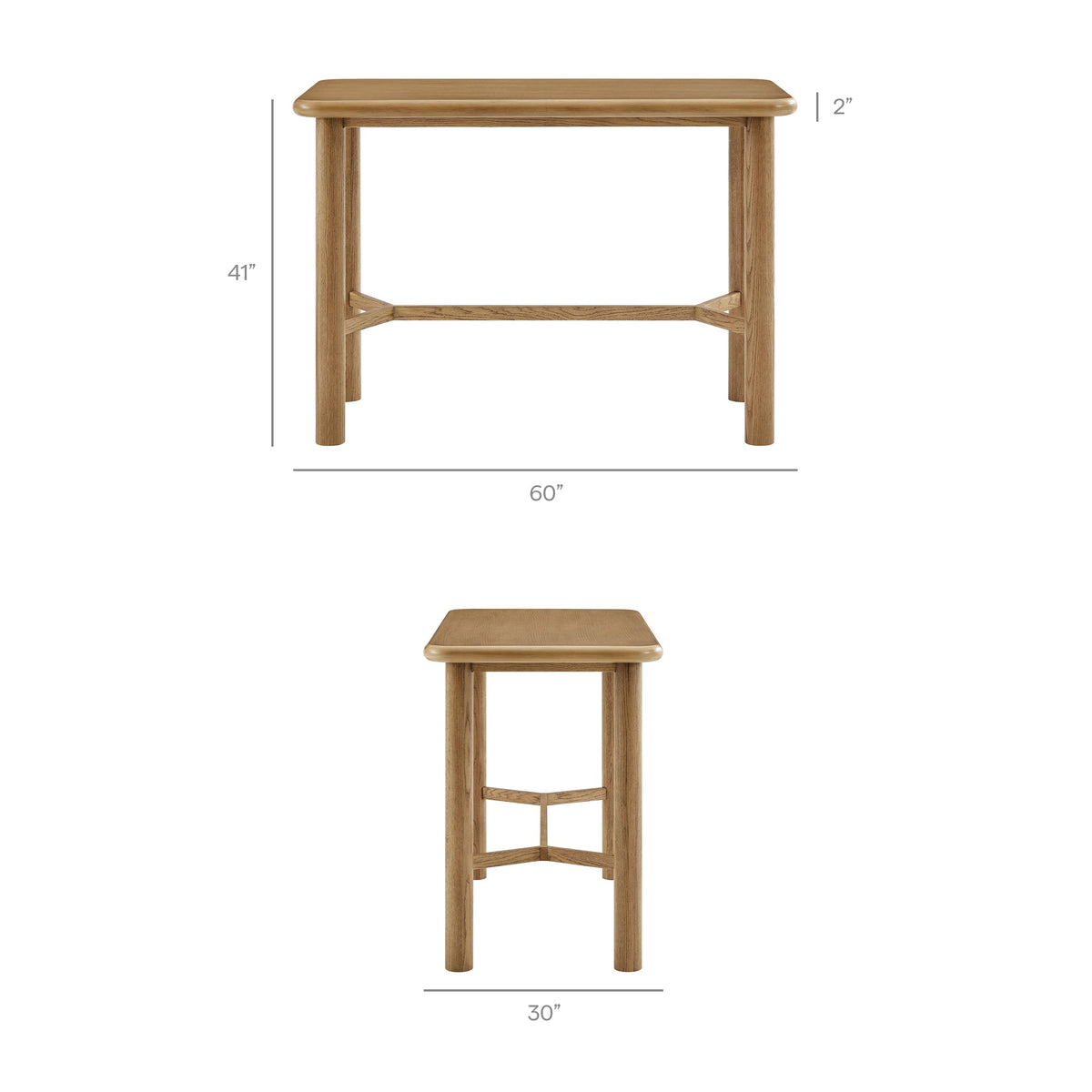 Alvia Weathered Rectangular 60" Oak Wood Bar Table