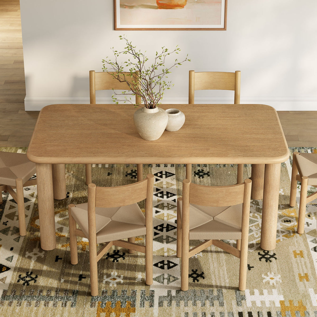 Alvia Weathered 7-Piece Oak Wood Dining Table and Chairs Set