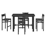 Alvia Black 5-Piece Rectangular Oak Wood Bar Table With Bar Stools Set