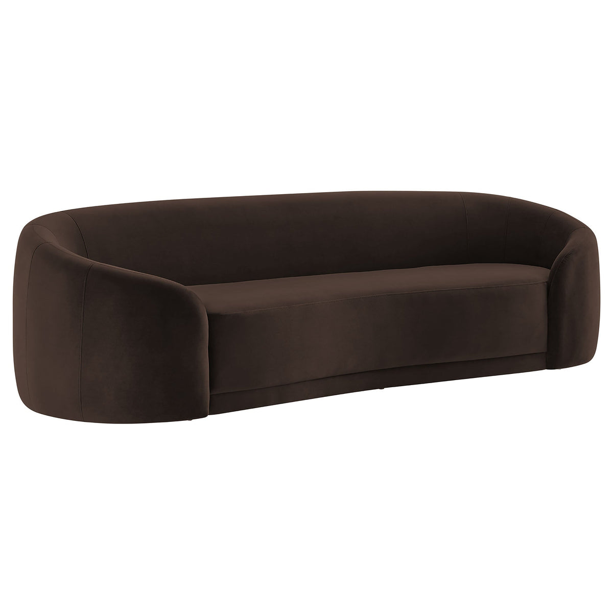 Contessa Chocolate Brown Curved Performance Velvet Sofa - Ornate Home