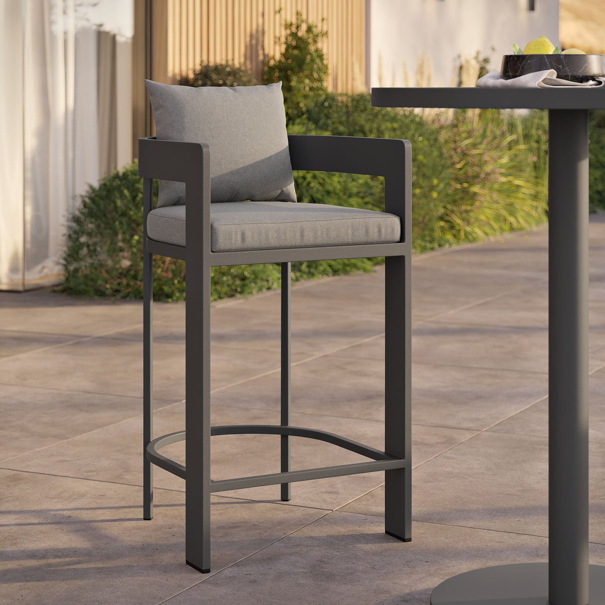 Tahoe Gray Outdoor Patio Aluminum Bar Chair