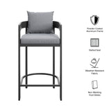 Tahoe Gray Outdoor Patio Aluminum Bar Chair