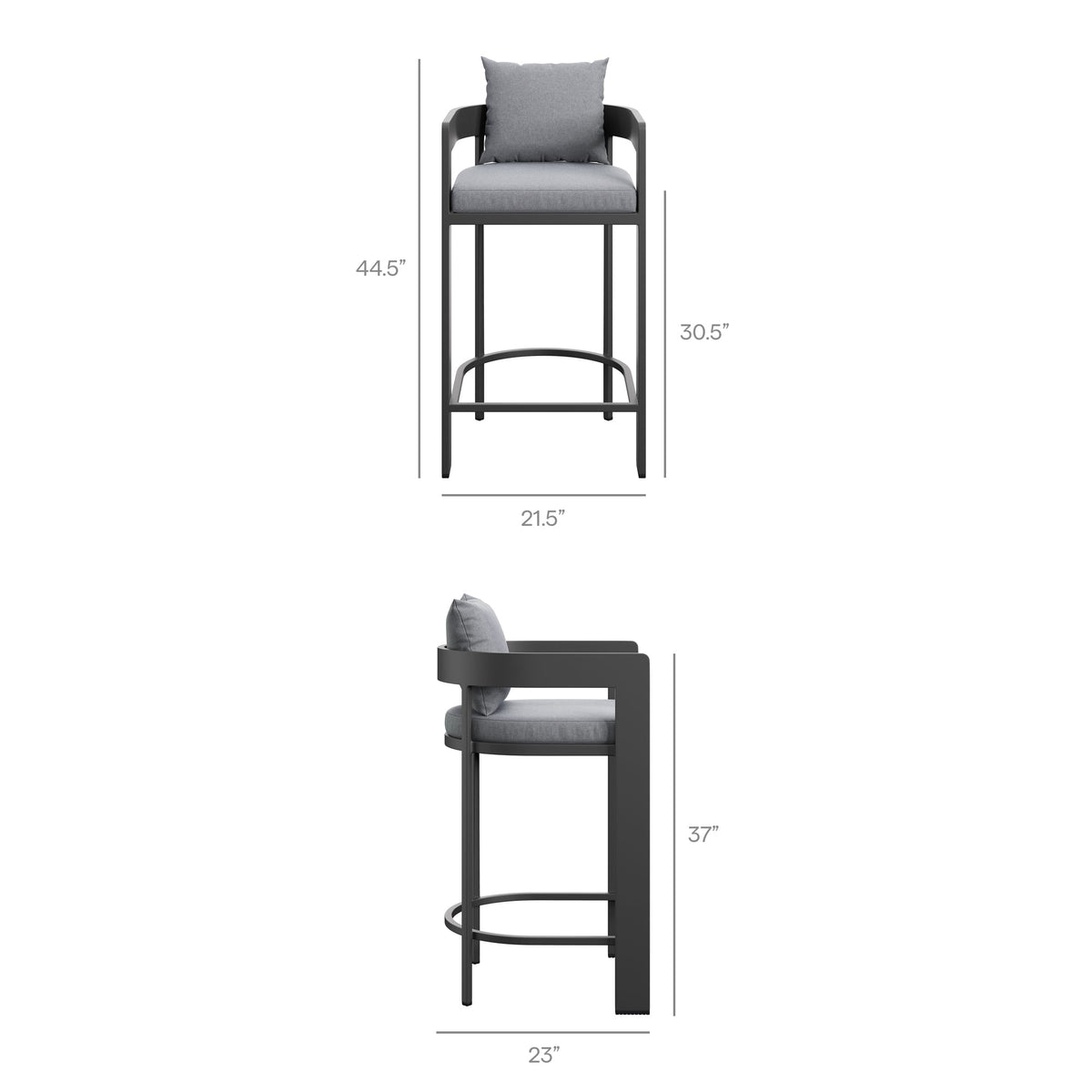 Tahoe Gray Outdoor Patio Aluminum Bar Chair