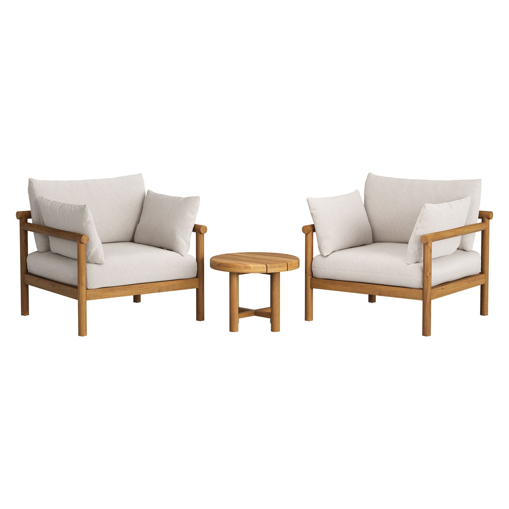 Eleni Natural Sail 3-Piece Outdoor Patio Teak Wood Furniture Set