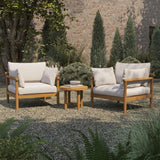 Eleni Natural Sail 3-Piece Outdoor Patio Teak Wood Furniture Set