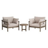 Eleni Weathered Gray/Pebble 3-Piece Outdoor Patio Teak Wood Furniture Set