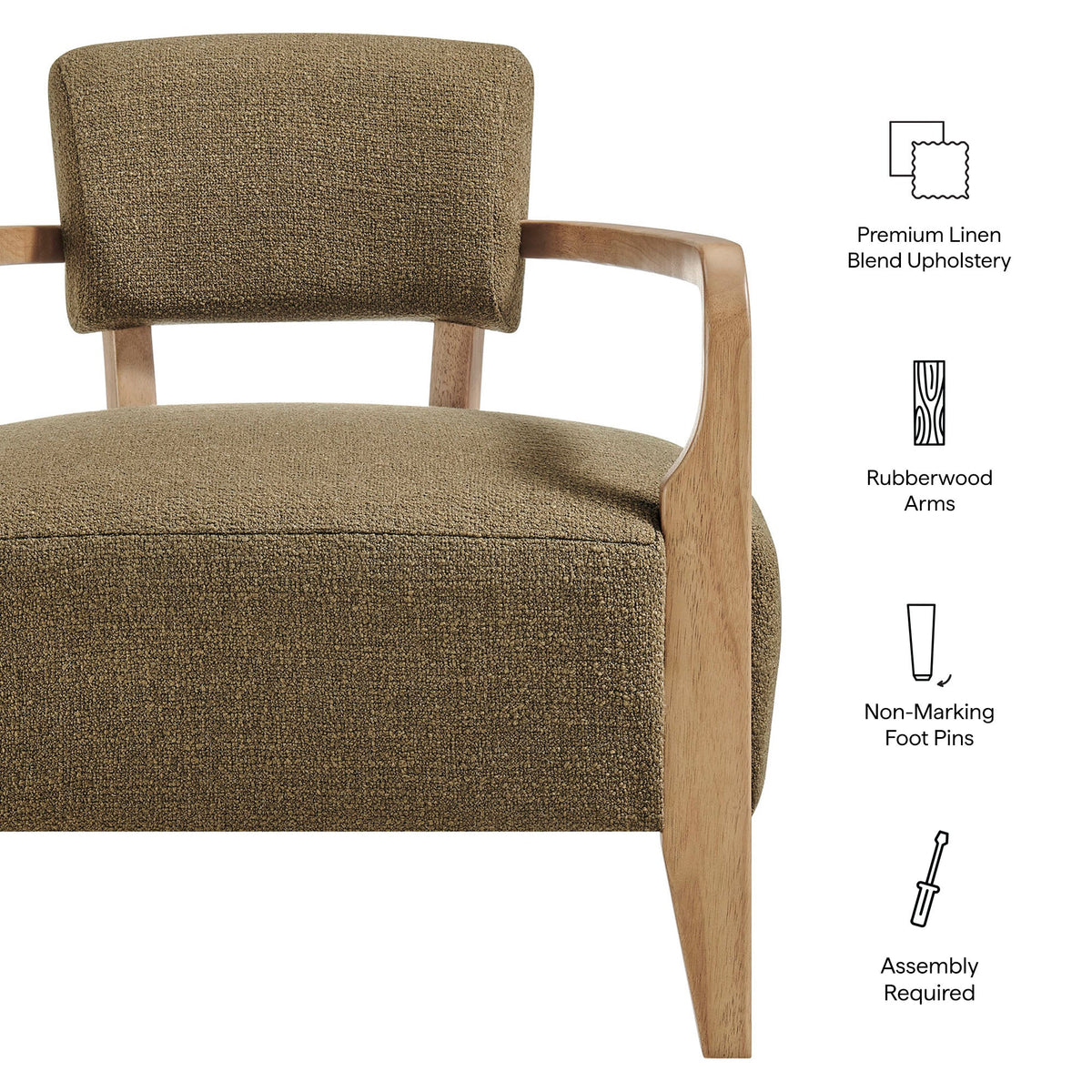 Zinnia Olive Linen Blend Accent Chair