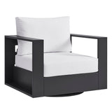 Tahoe Gray/White Outdoor Patio Powder-Coated Aluminum Swivel Armchair