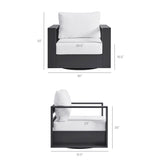 Tahoe Gray/White Outdoor Patio Powder-Coated Aluminum Swivel Armchair