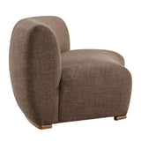 Rialta Mocha Curved Armless Slub Weave Fabric Sectional Loveseat