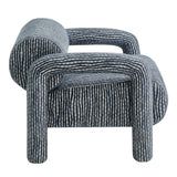 Quill Navy Patterned Woven Fabric Accent Chair