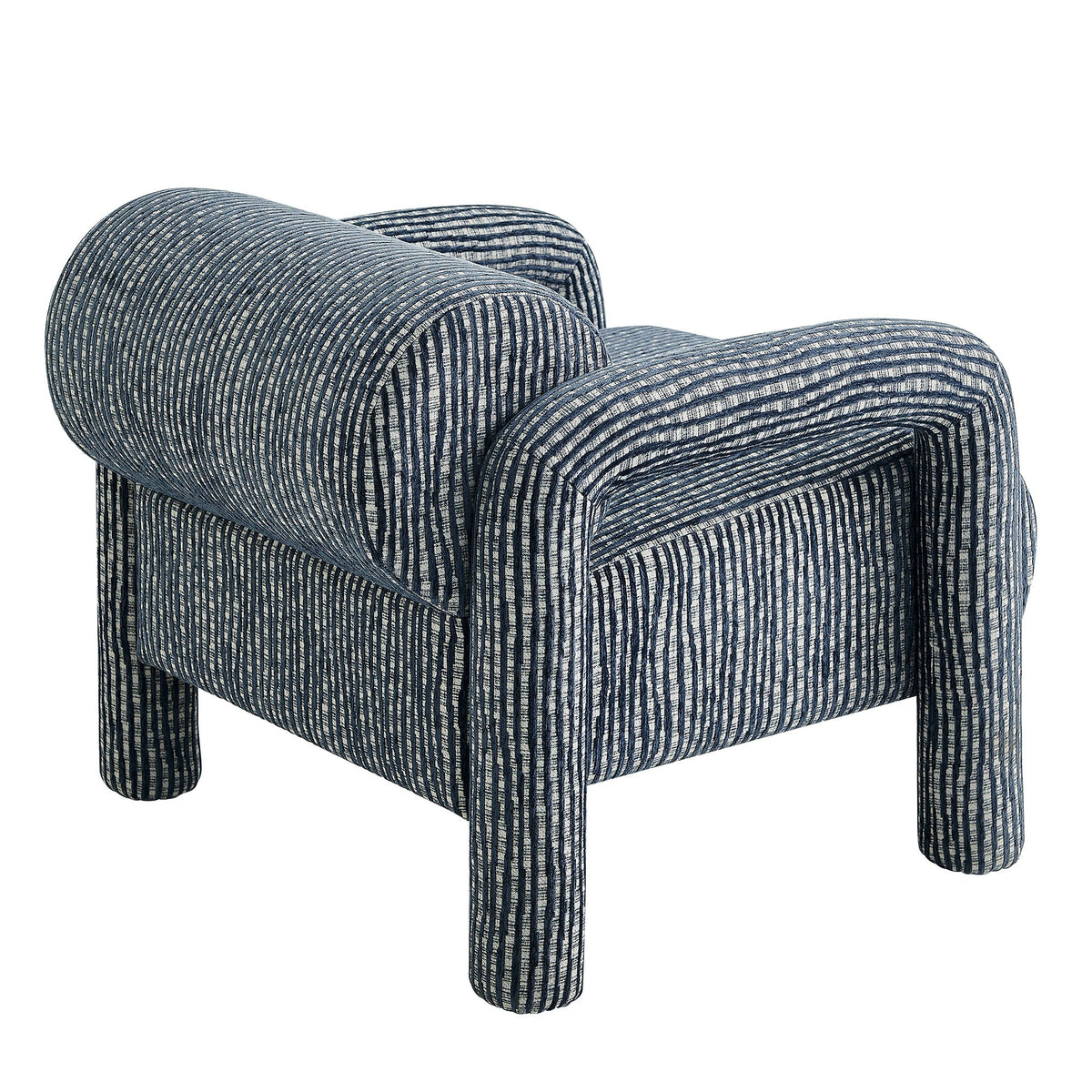 Quill Navy Patterned Woven Fabric Accent Chair