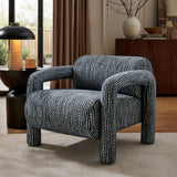 Quill Navy Patterned Woven Fabric Accent Chair