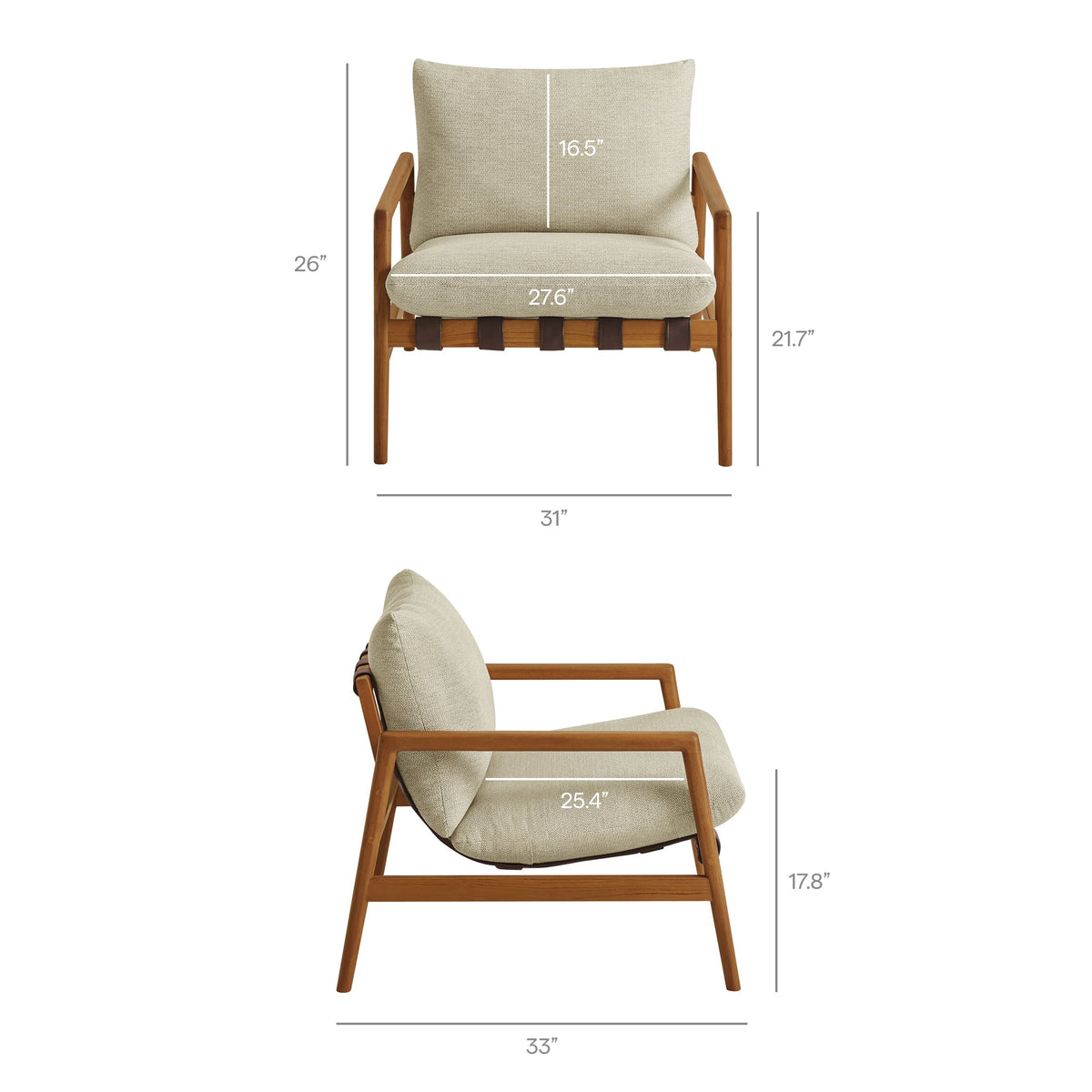 Nomi Natural/Sand Outdoor Patio Teak Wood Sling Chair