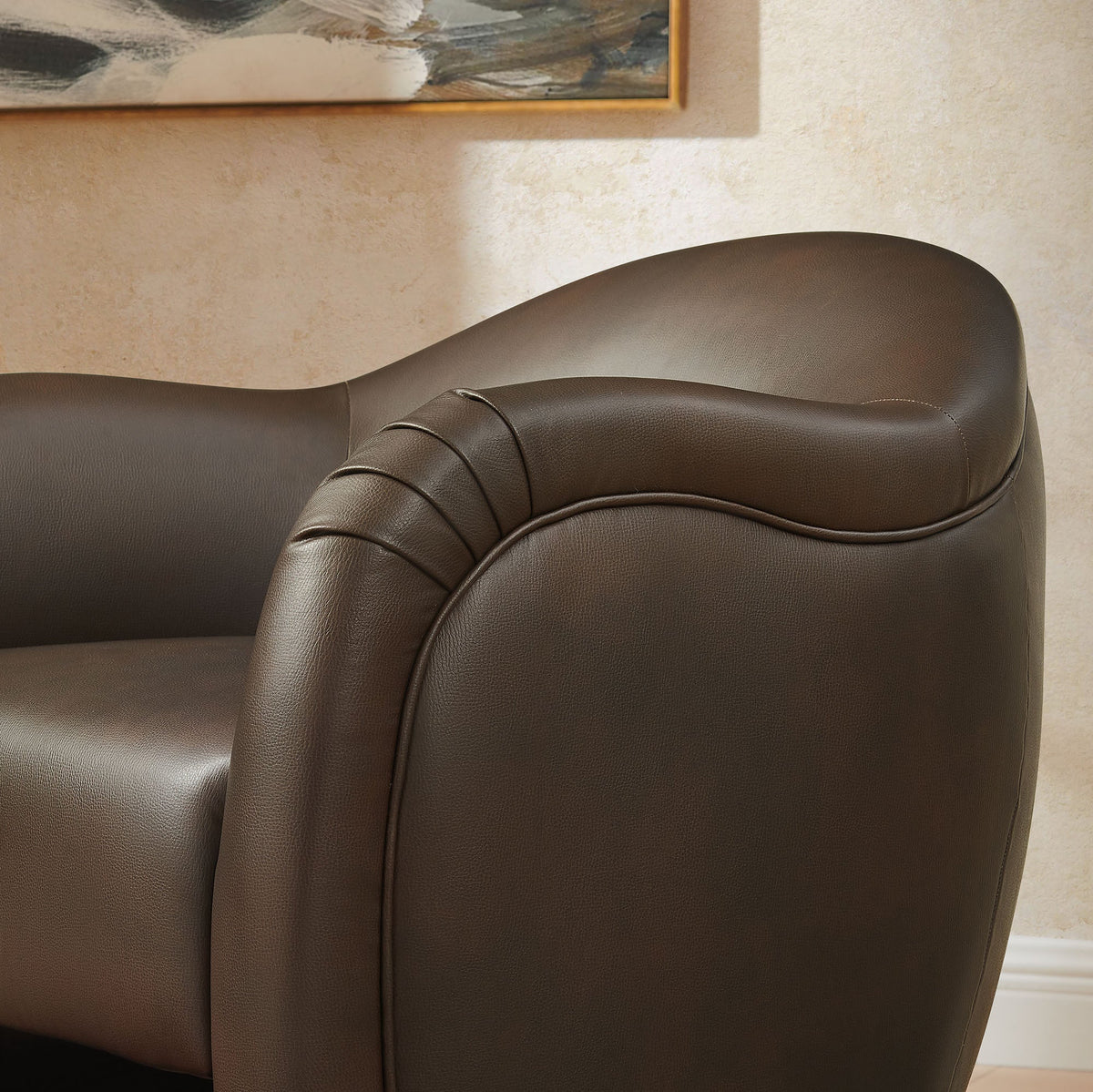 Compose Espresso Barrel Vegan Leather Accent Chair