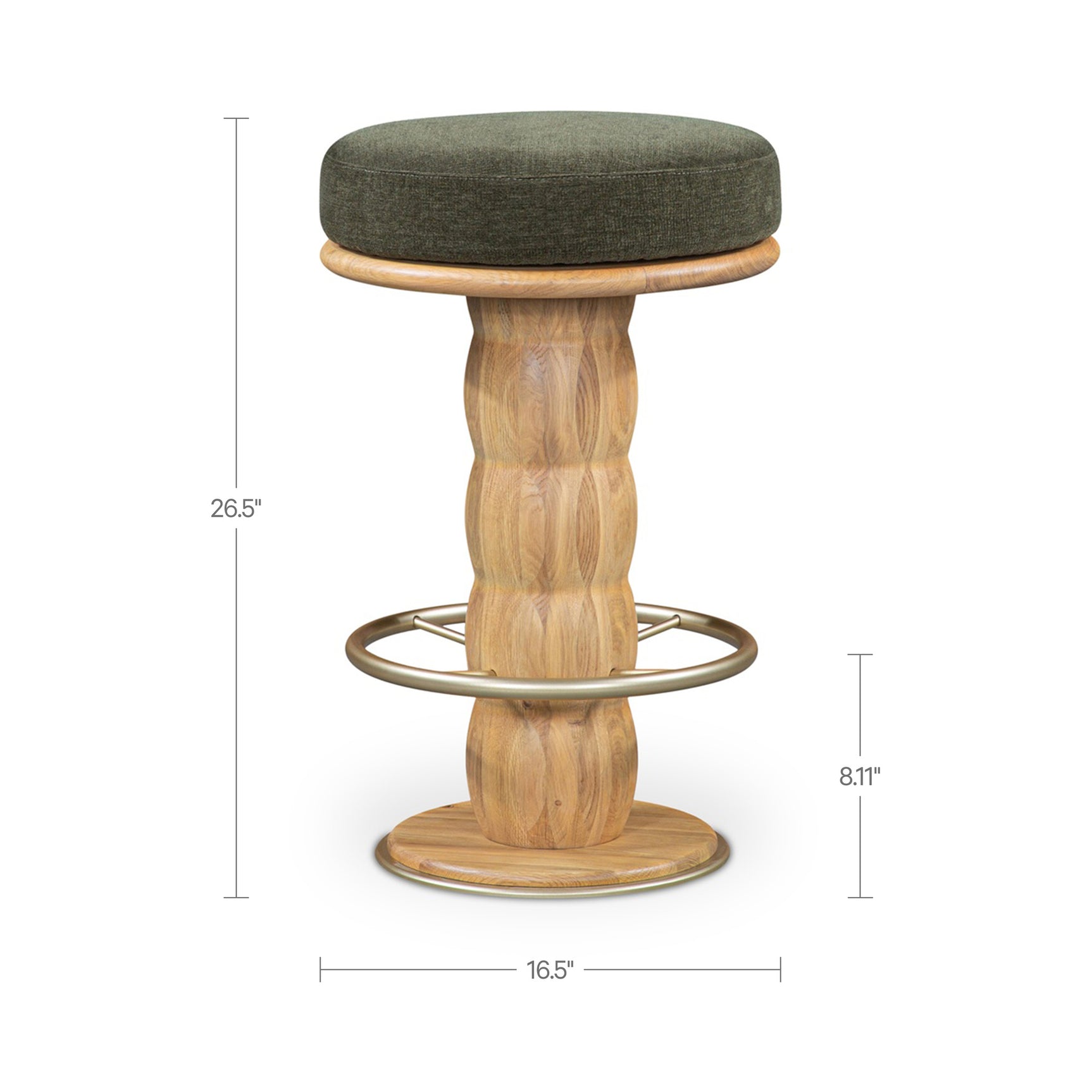 Nio Dark Green/Natural Swivel Counter Stool