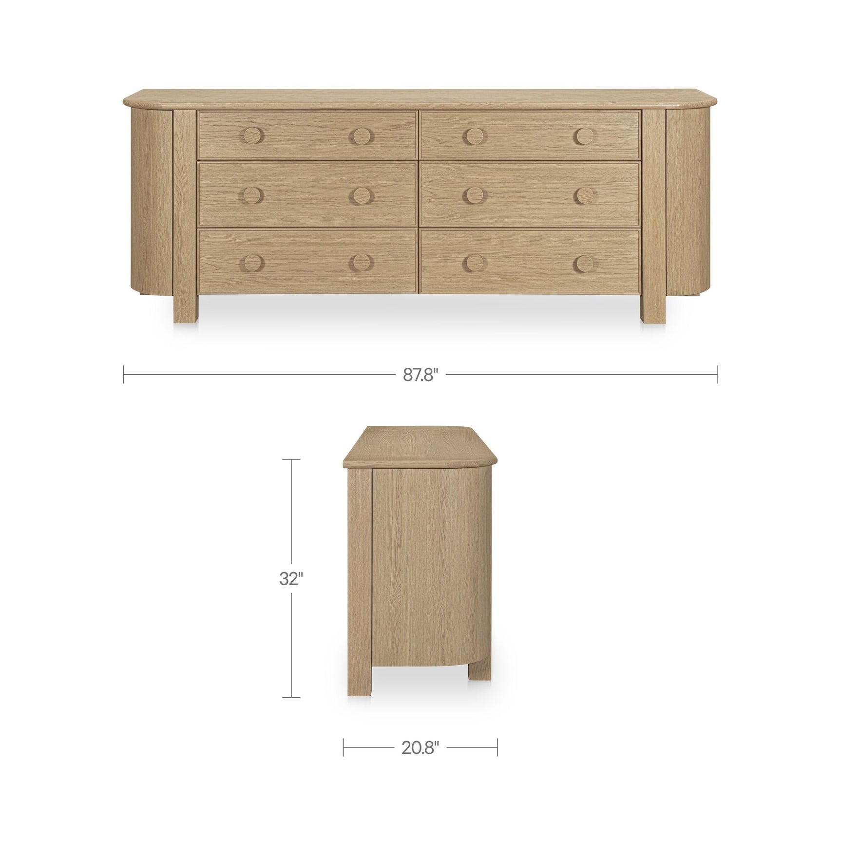 Loren Natural 6 Drawer Dresser