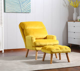 EOS Yellow Accent Chair with Ottoman - Ornate Home