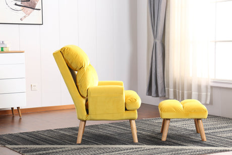 EOS Yellow Accent Chair with Ottoman - Ornate Home