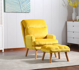 EOS Yellow Accent Chair with Ottoman - Ornate Home