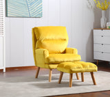 EOS Yellow Accent Chair with Ottoman - Ornate Home