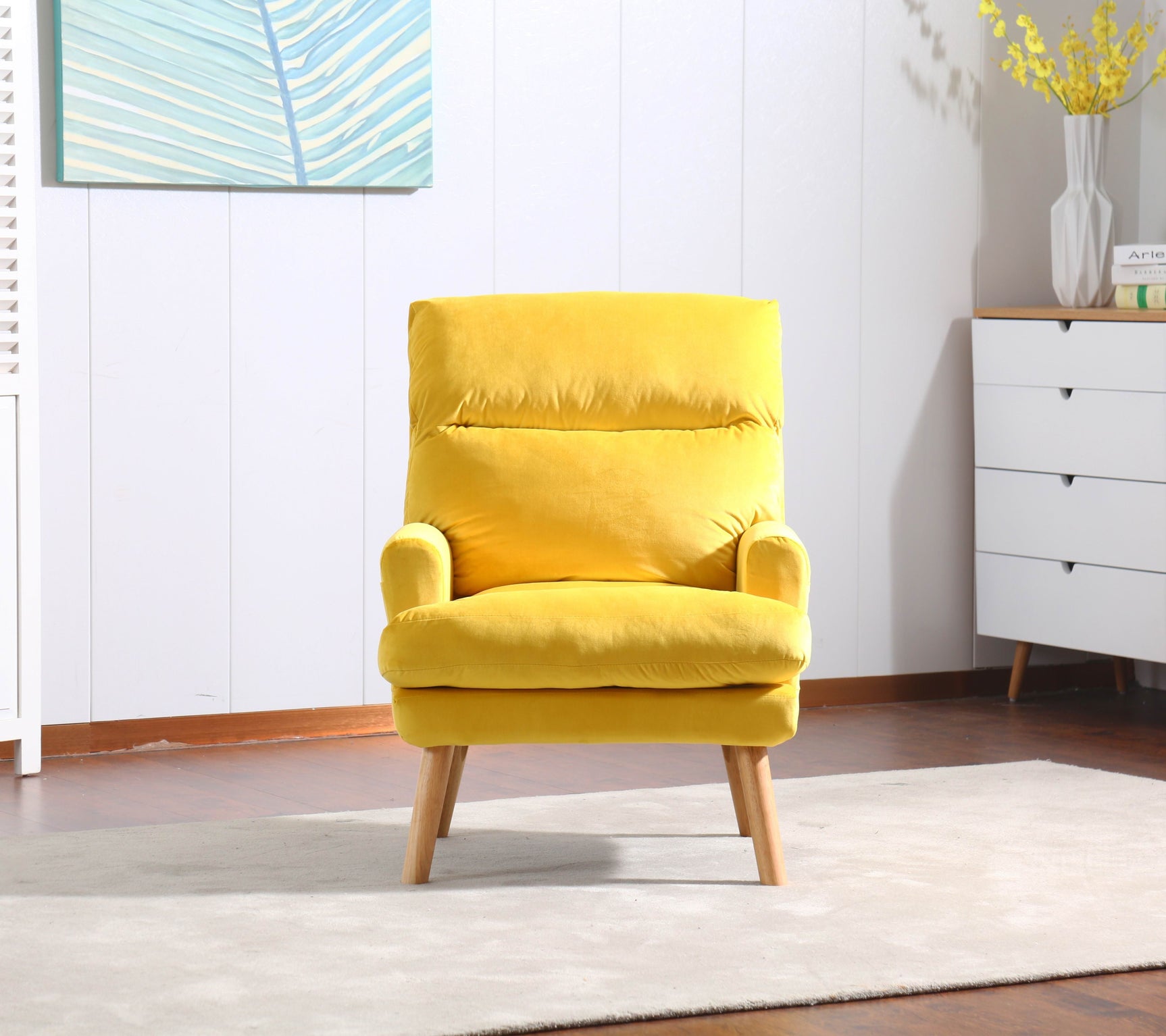 EOS Yellow Accent Chair with Ottoman - Ornate Home