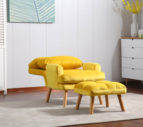 EOS Yellow Accent Chair with Ottoman - Ornate Home