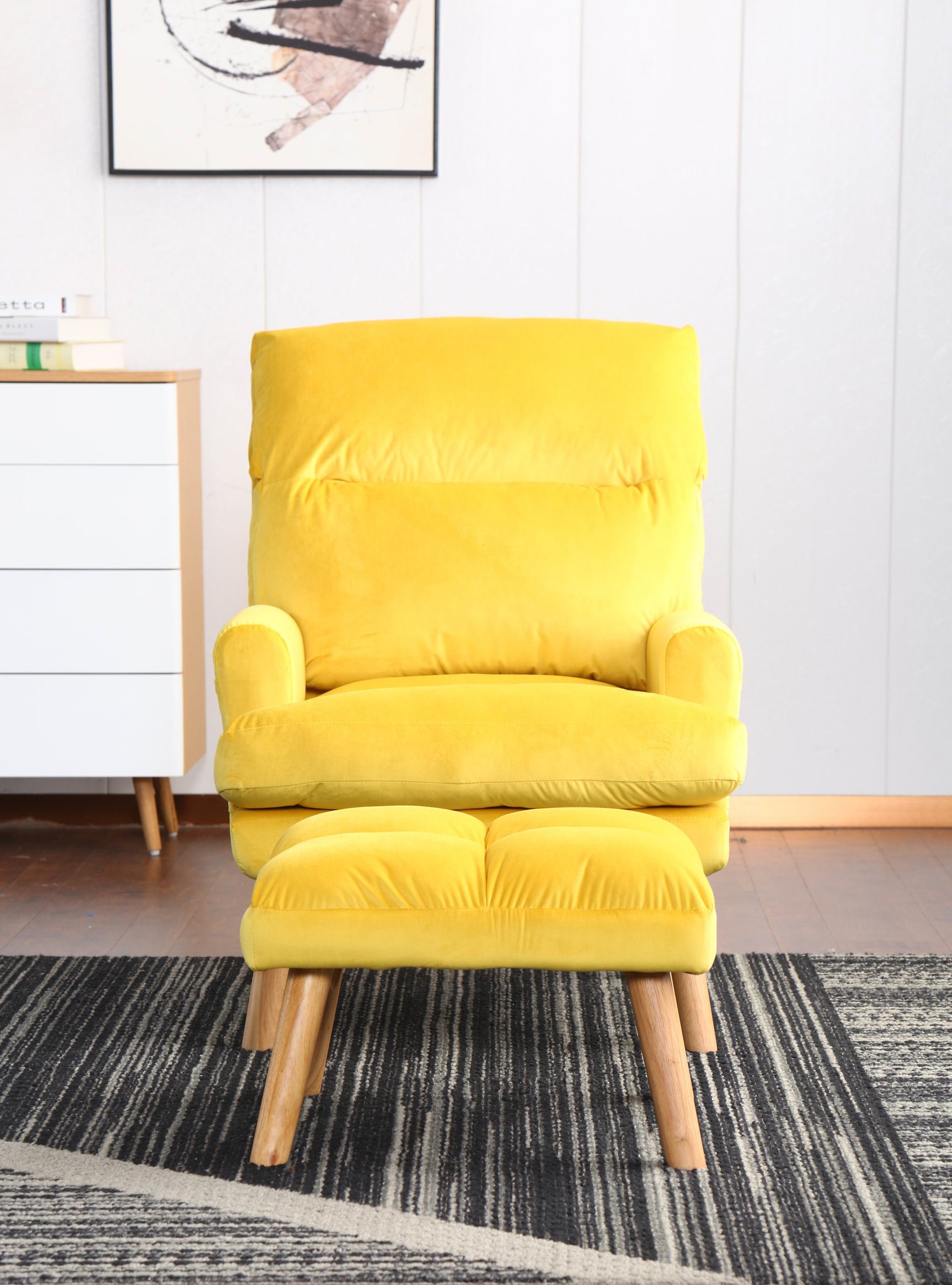 EOS Yellow Accent Chair with Ottoman - Ornate Home