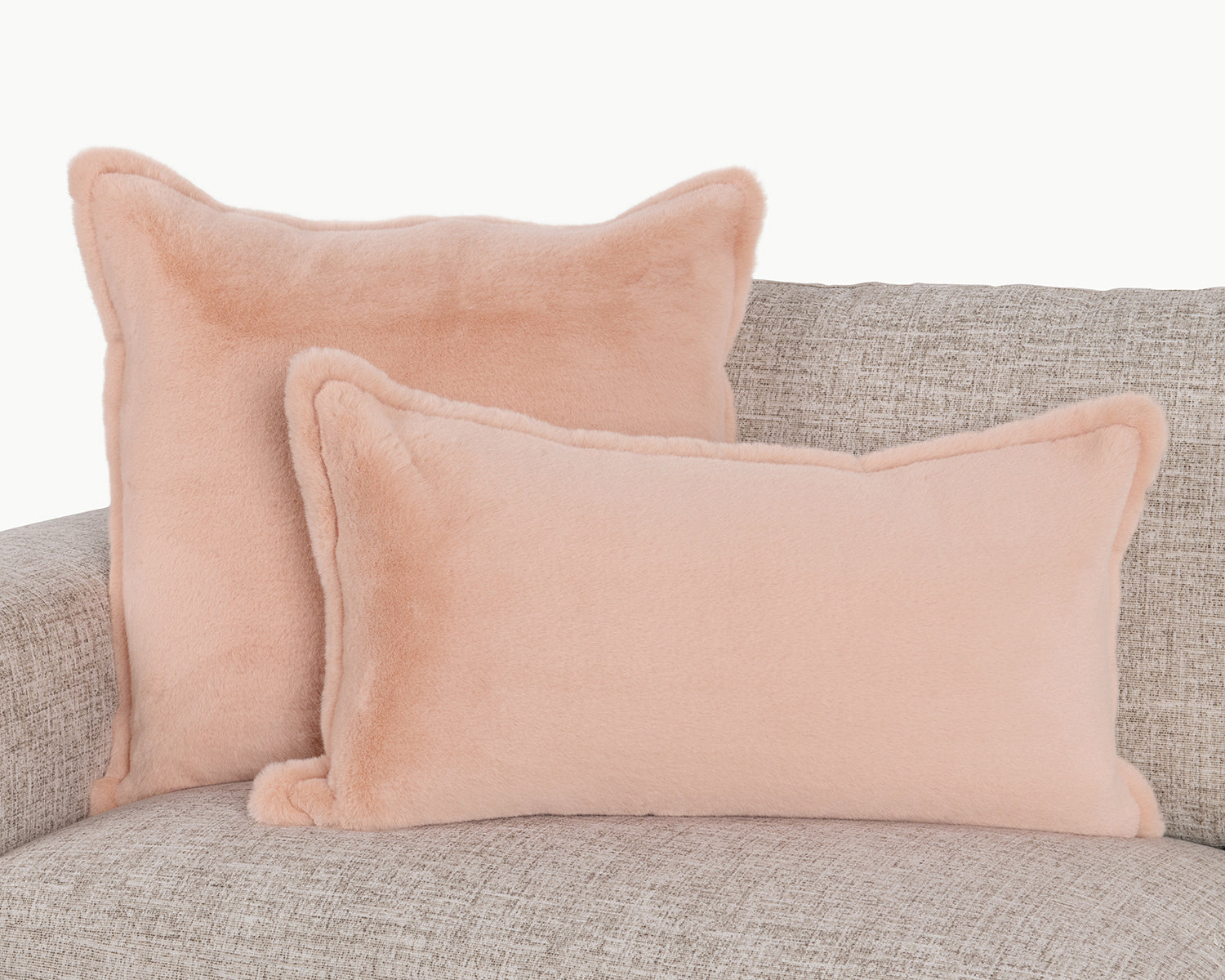 EQ Taiga Peach Faux Fur Multiple Sizes Throw Pillow (Set of 2) - Ornate Home
