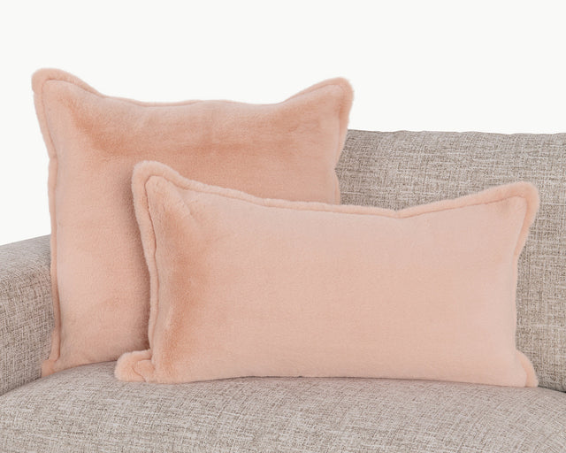 EQ Taiga Peach Faux Fur Multiple Sizes Throw Pillow (Set of 2) - Ornate Home