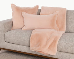 EQ Taiga Peach Faux Fur Multiple Sizes Throw Pillow (Set of 2) - Ornate Home