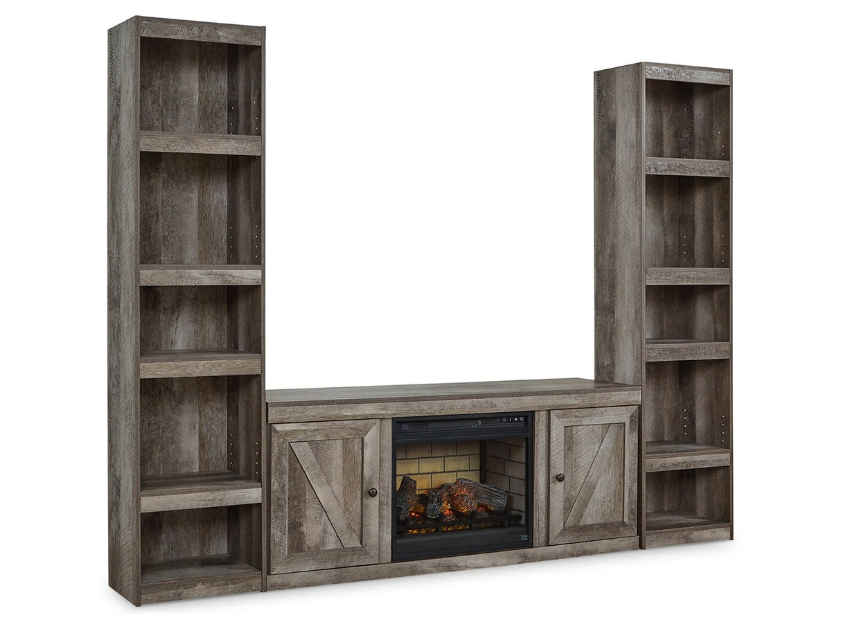 (Online Special Price) Wynnlow Gray 3-Piece Entertainment Center with Electric Fireplace - Ornate Home