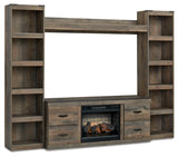 Trinell Brown 4-Piece Entertainment Center with Electric Fireplace - Ornate Home