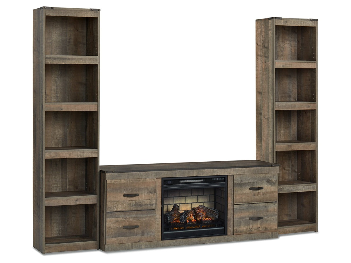 Trinell Brown 3-Piece Entertainment Center with Electric Fireplace - Ornate Home