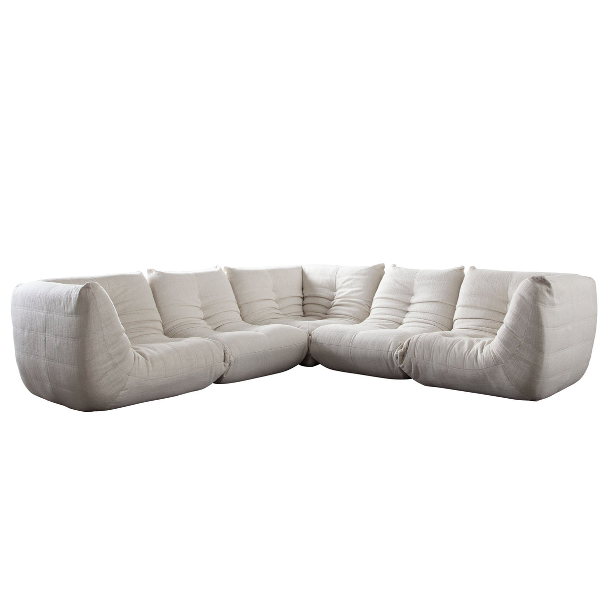 Ezra Cream Fabric 5-Pc Sectional 122" x 122" - Ornate Home