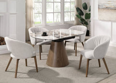 Eada Beige/Walnut Dining Table w/Ceramic Top - Ornate Home
