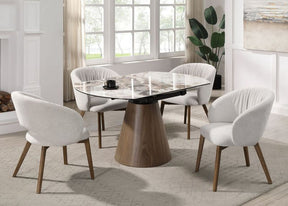 Eada Beige/Walnut Dining Table w/Ceramic Top - Ornate Home
