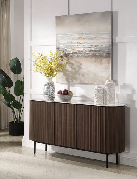Eada Ceramic Top/Walnut Server - Ornate Home