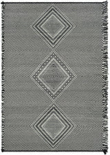 Eaglesham Black&White Flatweave Tassel Wool Rug - Clearance - Ornate Home