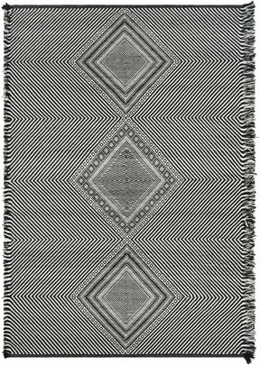Eaglesham Black&White Flatweave Tassel Wool Rug - Clearance - Ornate Home