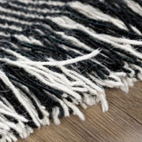 Eaglesham Black&White Flatweave Tassel Wool Rug - Clearance - Ornate Home