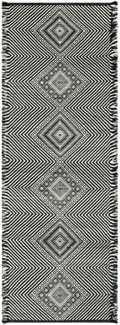 Eaglesham Black&White Flatweave Tassel Wool Rug - Clearance - Ornate Home