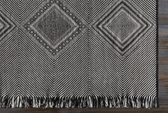 Eaglesham Black&White Flatweave Tassel Wool Rug - Clearance - Ornate Home
