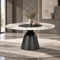 Eamon Black Round Dining Table W/Ceramic Top