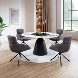 Eamon Black Round Dining Table W/Ceramic Top